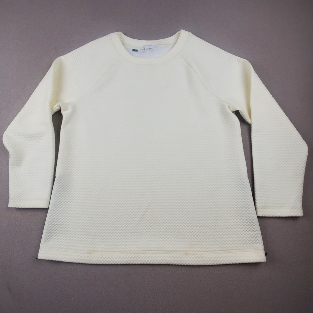 T by Talbots Creamy White Sweatshirt Sweater Side Zippers Quilted Size Large